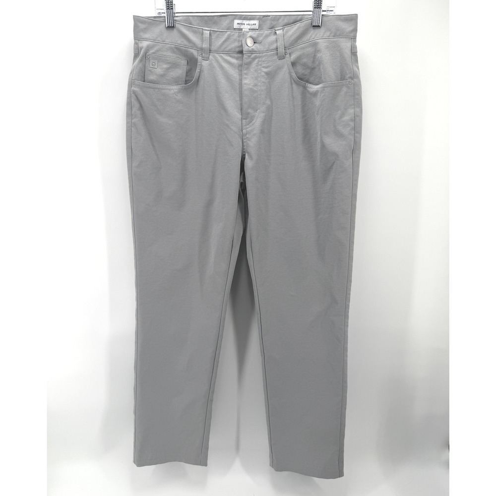 Peter Millar Golf Pants Men 34x32 Gray Performance Stretch Chino Straight Leg